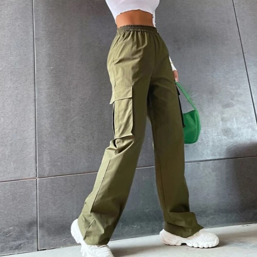 Women's Chinos Cargo Mid Waist Pants