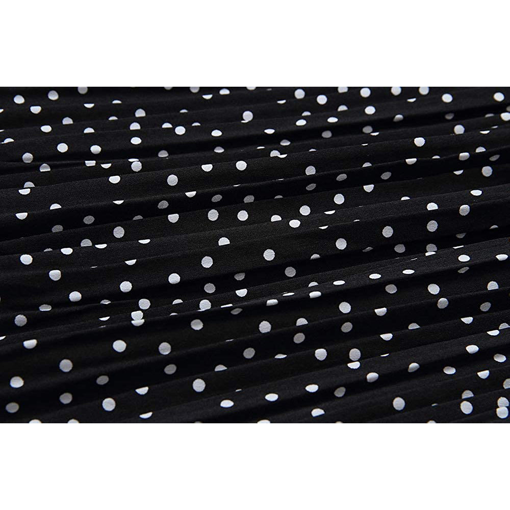 Womens High Waist Polka Dot Pleated Skirt
