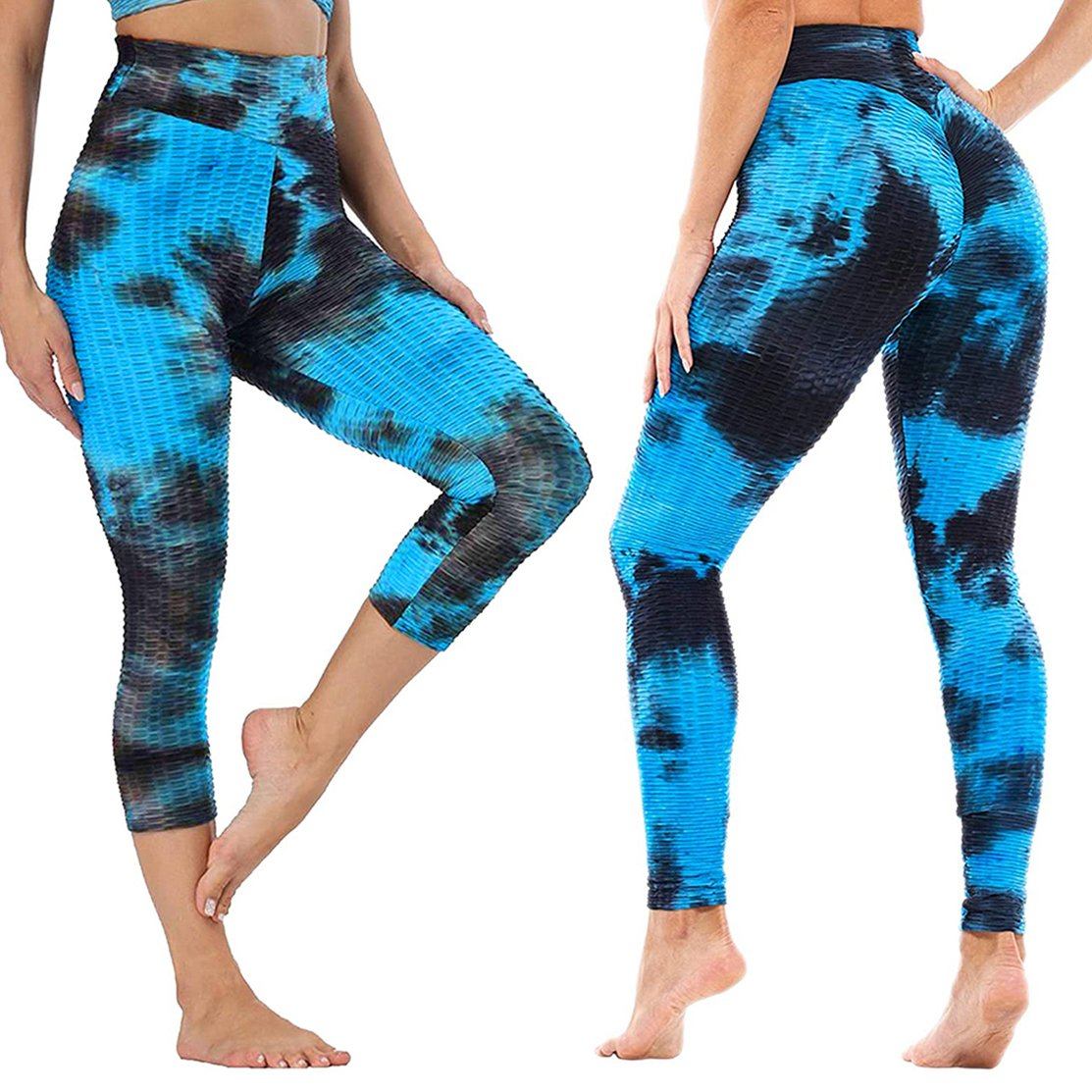 Women's Tie Dye High Waist Tummy Control Butt Lift Yoga Pants Workout Leggings